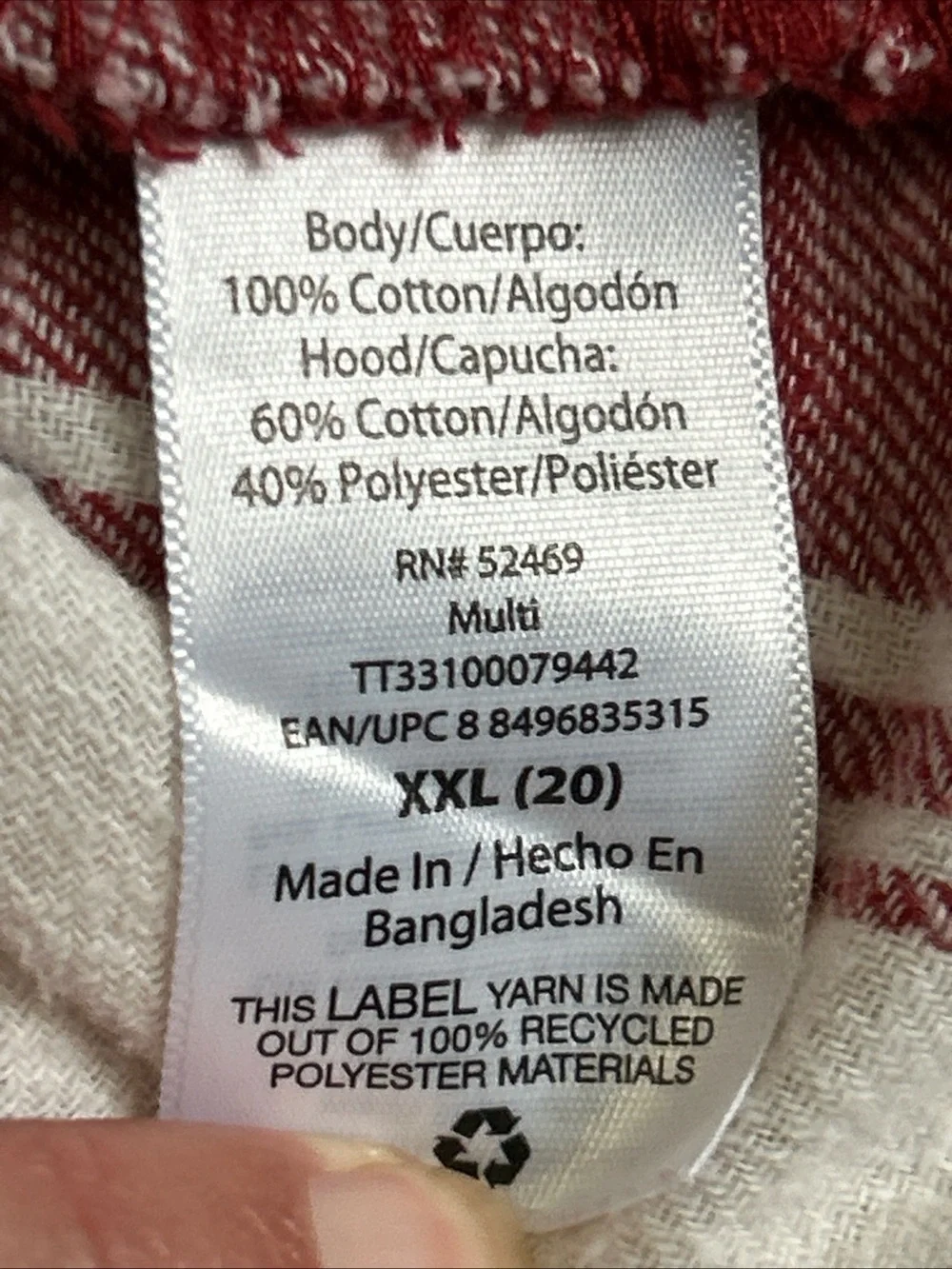 Time & Tru Long Sleeve Cream & Burnt Red Plaid Hooded Shacket Women's 2XL (20) - Picture 8 of 9